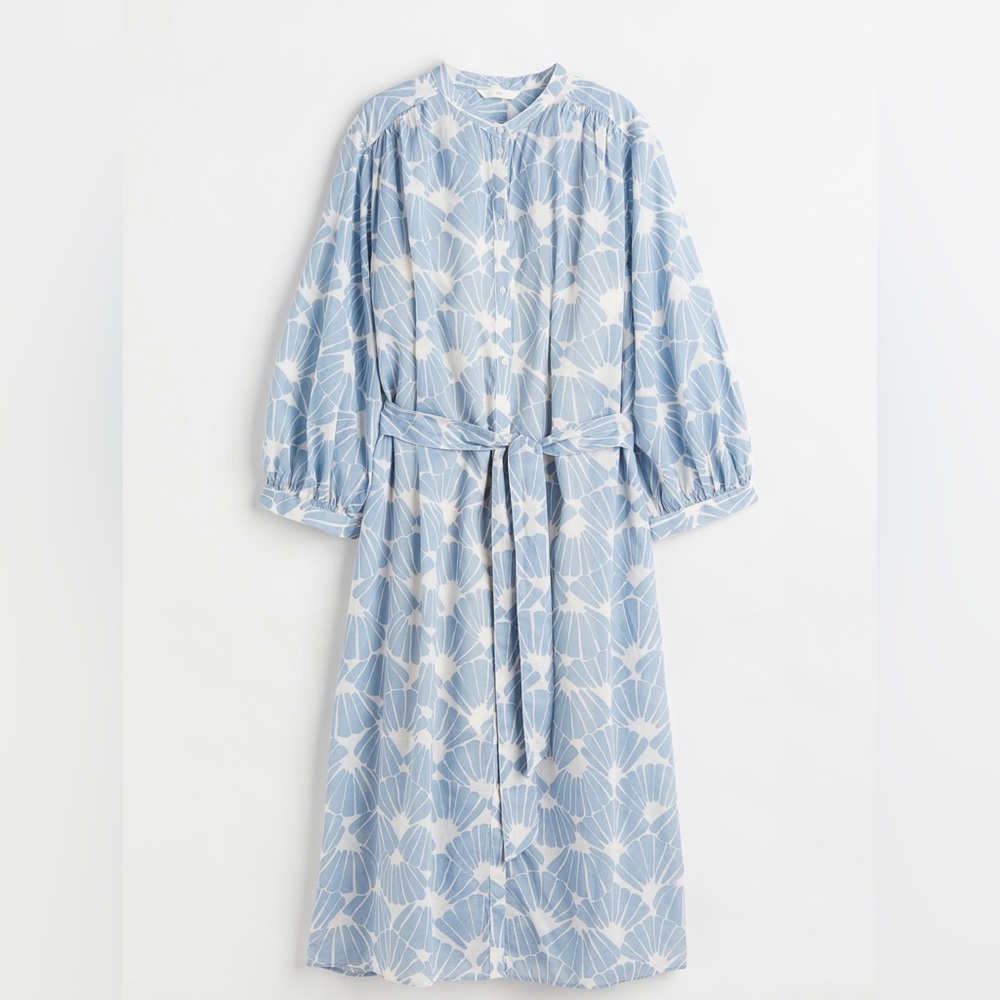 Calf-length dress in an airy cotton weave